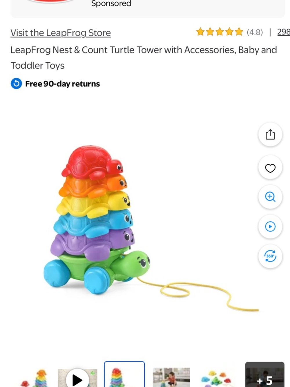 Rainbow Stack & Pull Turtle Toy - Multicolor